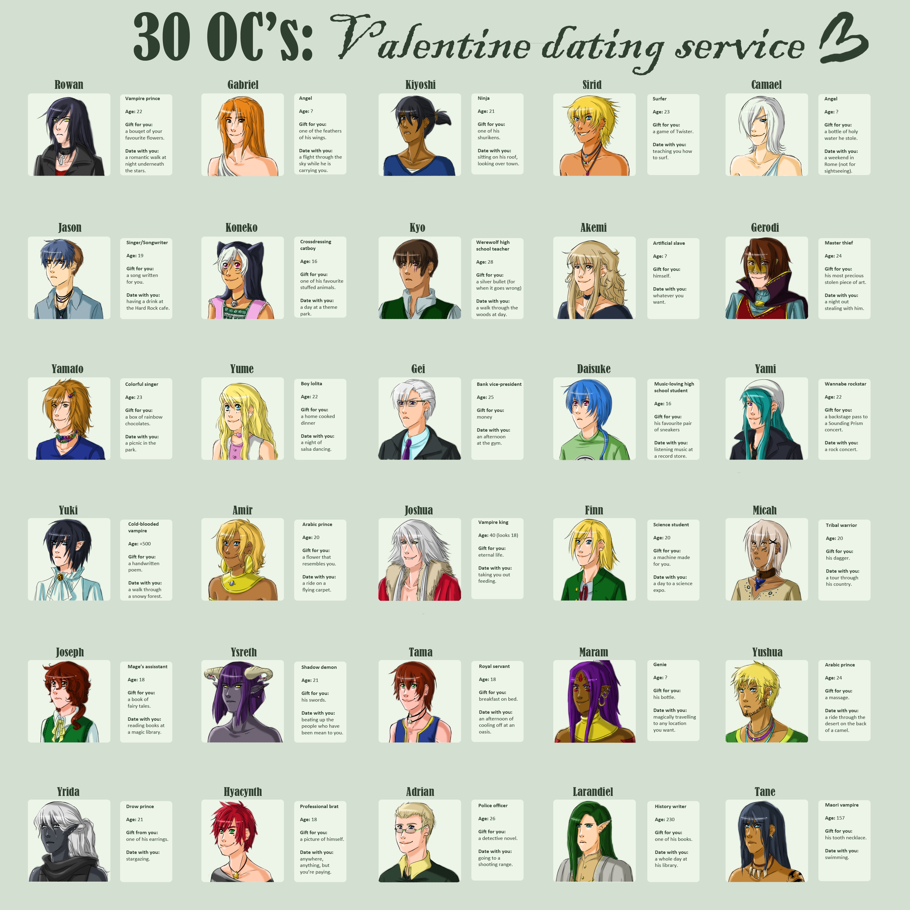 30 OCs : Valentine dating service