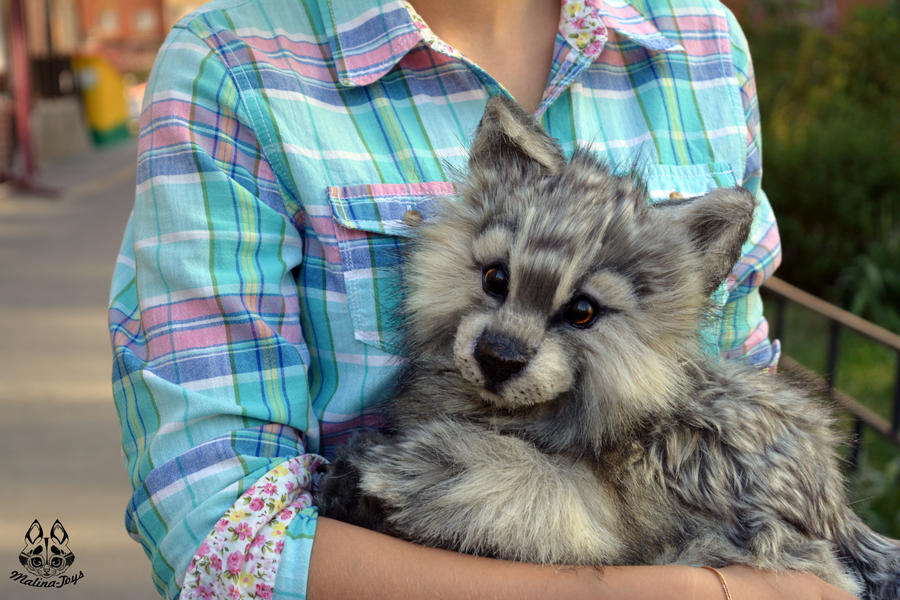 Handmade Poseable Wolf Cub by MalinaToys Handmade Poseable Wolf Cub by MalinaToys