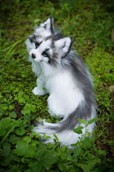 Sold! Handmade Poseable toy Arctic Marble Fox