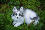 Sold! Handmade Poseable toy Arctic Marble Fox by MalinaToys