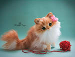 FOR SALE! Handmade Poseable toy fluffy kitten by MalinaToys