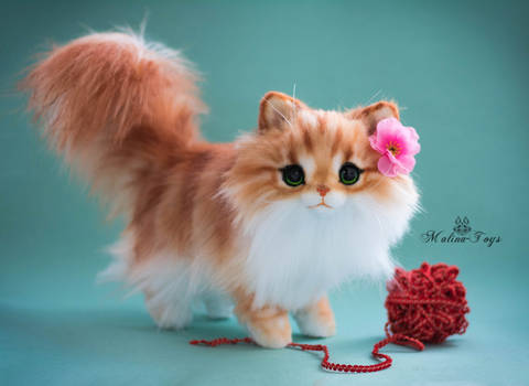 FOR SALE! Handmade Poseable toy fluffy kitten