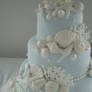 Blue And White Seashell Cake