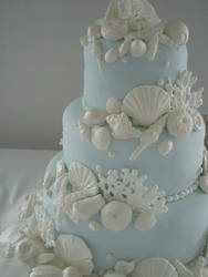 Blue And White Seashell Cake