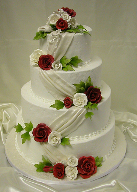 Rose Ribbon Wedding Cake