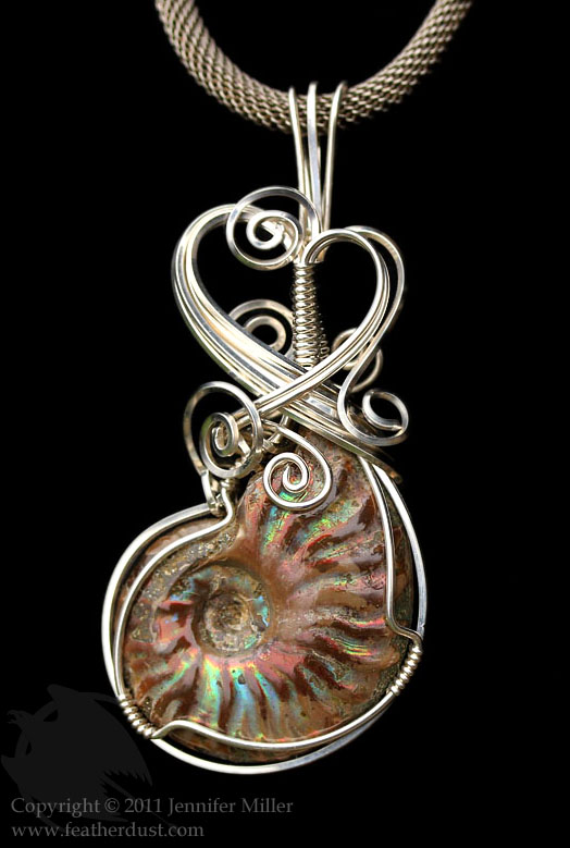 Rainbow Bands Ammonite Pendant