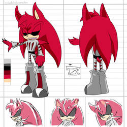 CM: Red Claw the Jumlin Vampire Hedgehog ref sheet