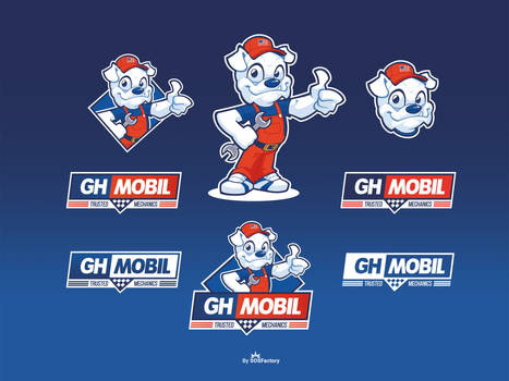 GH Mobil Cartoon logo and mascot design