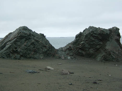 jagged rocks and beach