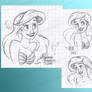 Ariel (The Little Mermaid) Quick Pencil Sketches