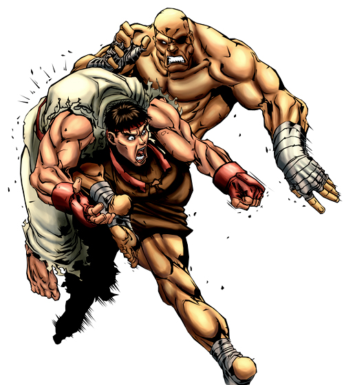 Street Fighter - Ryu and Ken vs Sagat and Vega 