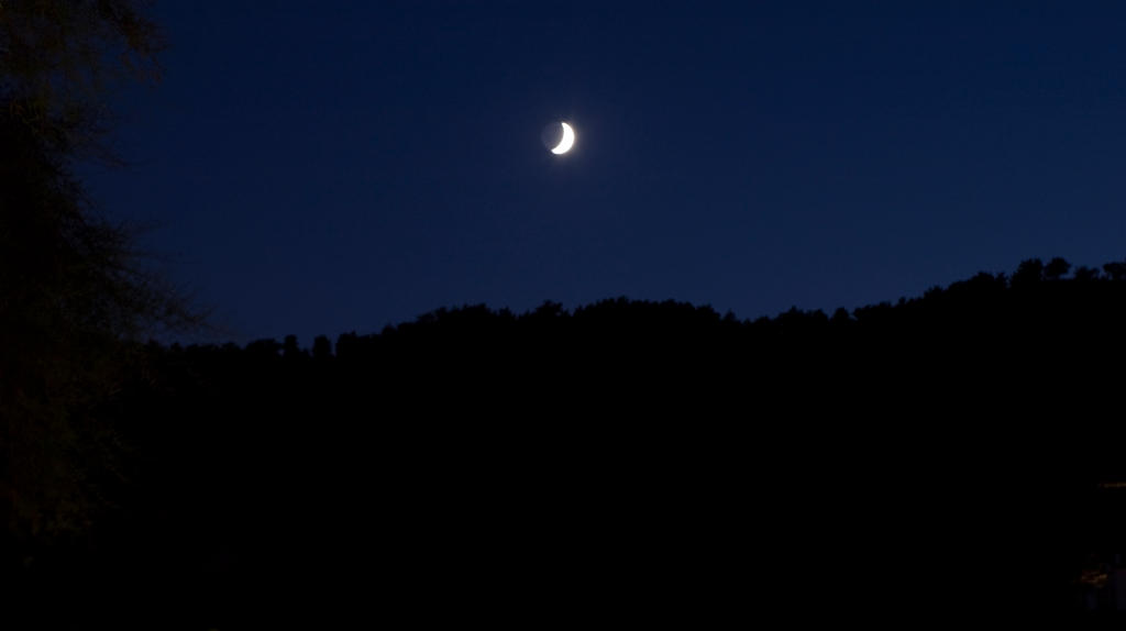 Half Moon on a Blue Night