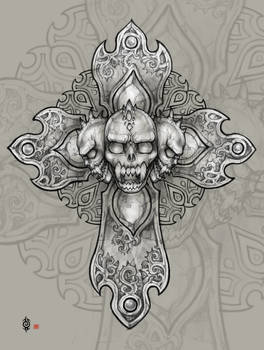 Demon's skull cross