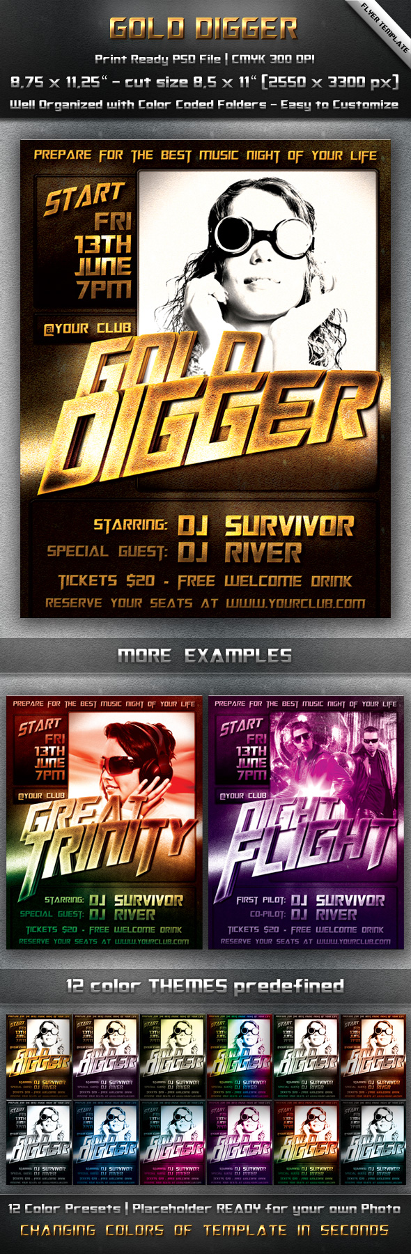 Gold Party Flyer Template