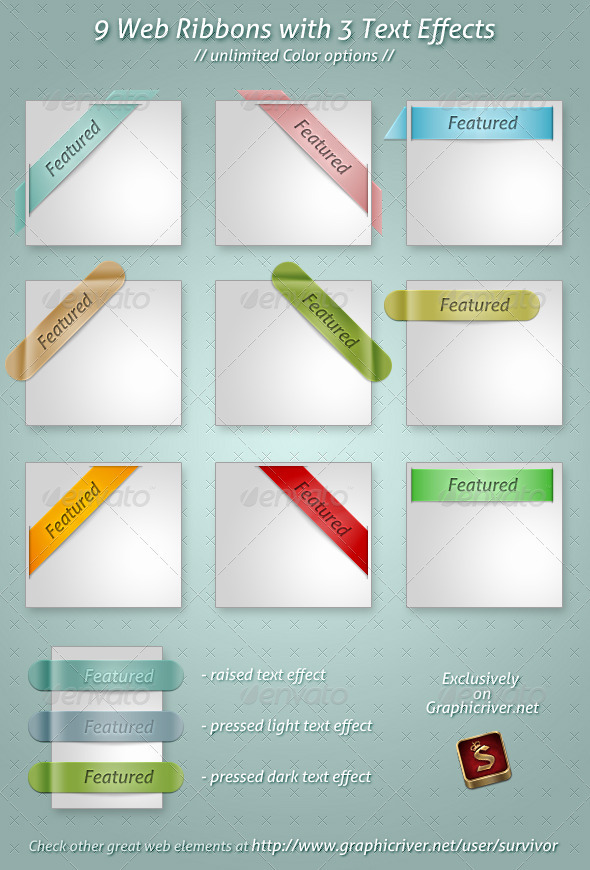 Clean Web ribbons PSD