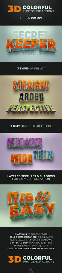 3D Colorful Grunge Photoshop Text Actions
