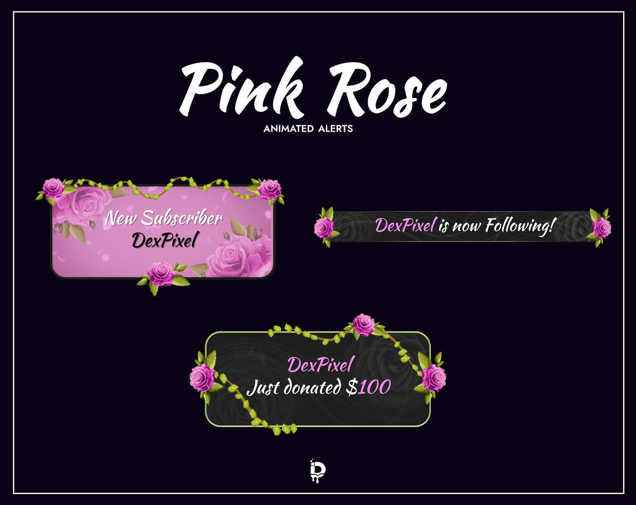Pink Rose Animated Stream Alerts DexPixel by DexPixel on DeviantArt