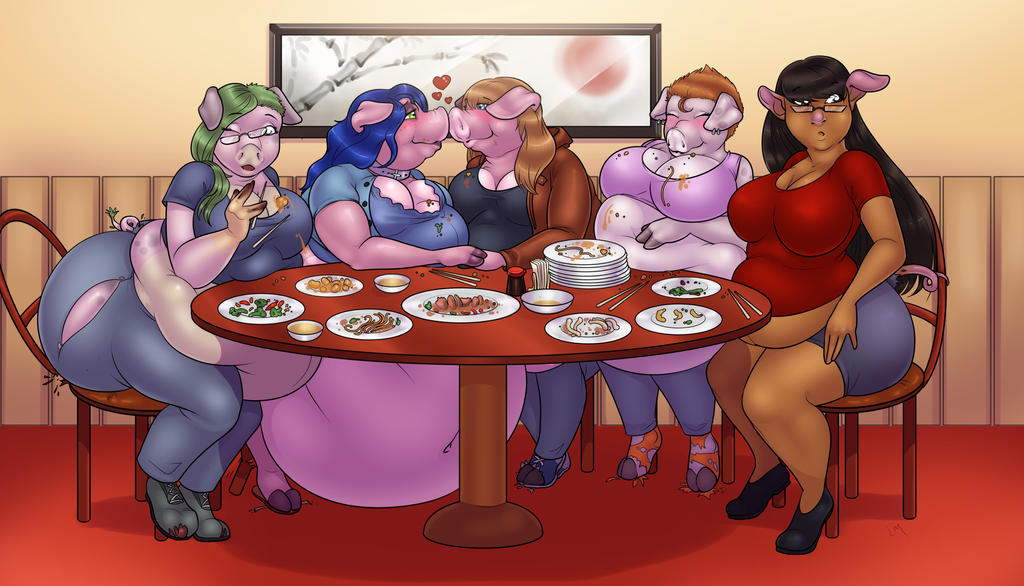Pigging out at a Birthday Dinner by Lilly-moo on DeviantArt.