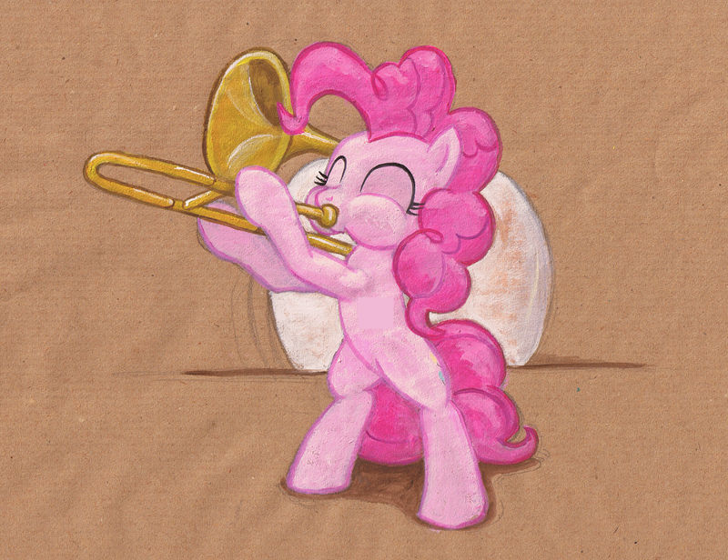 Pinkie Pie playing the trombone