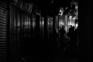 Jerusalem Old City BW Walking Home