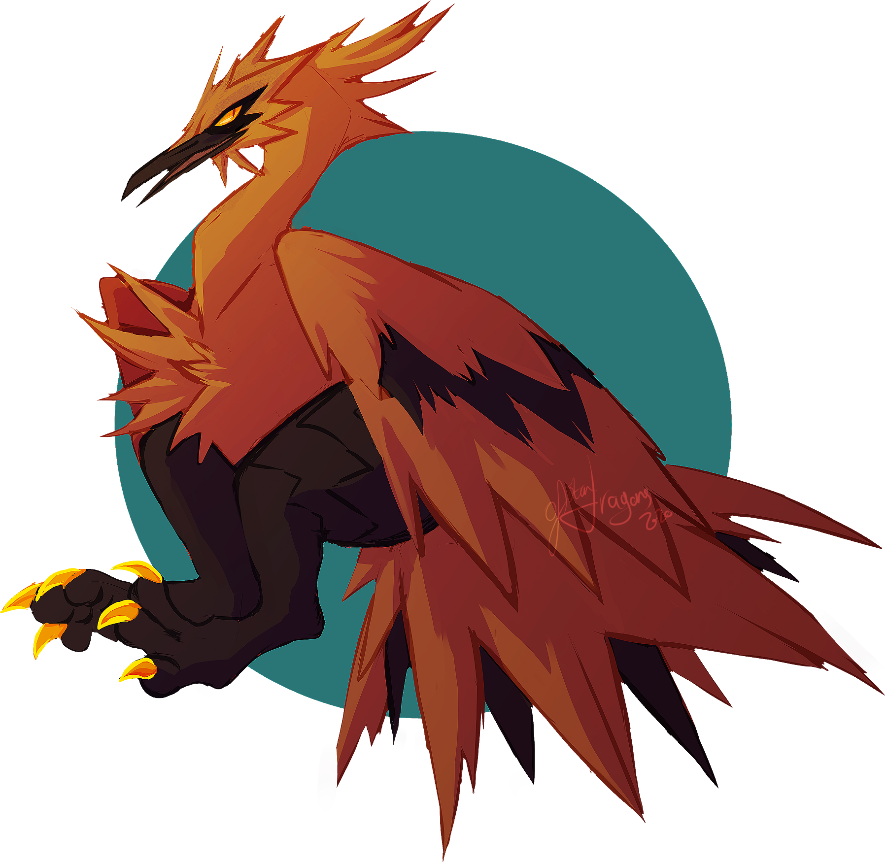 Shiny Galarian Moltres by TheGlitchyDemon on DeviantArt