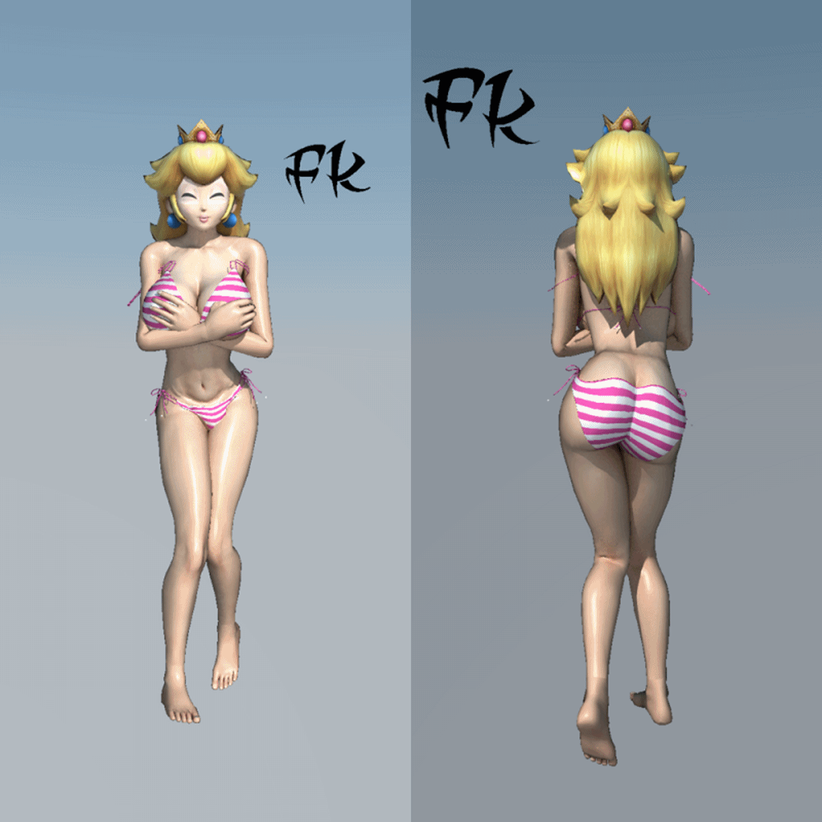 Princess Peach Gif FK (Accident Bikini has broken)