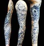 New school tattoo sleeve by gettattoo