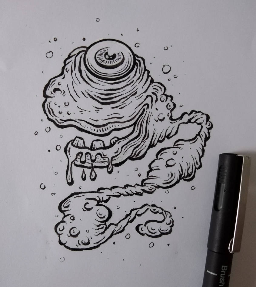Monster Ink Drawind Monster ink pen drawing by Marielutine on DeviantArt