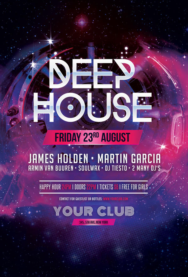 Free Deep House Party Flyer Template