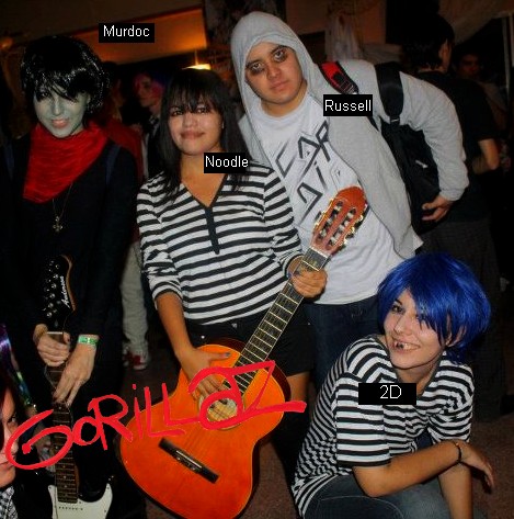 Team Gorillaz. Russell, Noodle, 2D and Murdoc