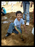 Little boy planting a tree by MorphoLuna