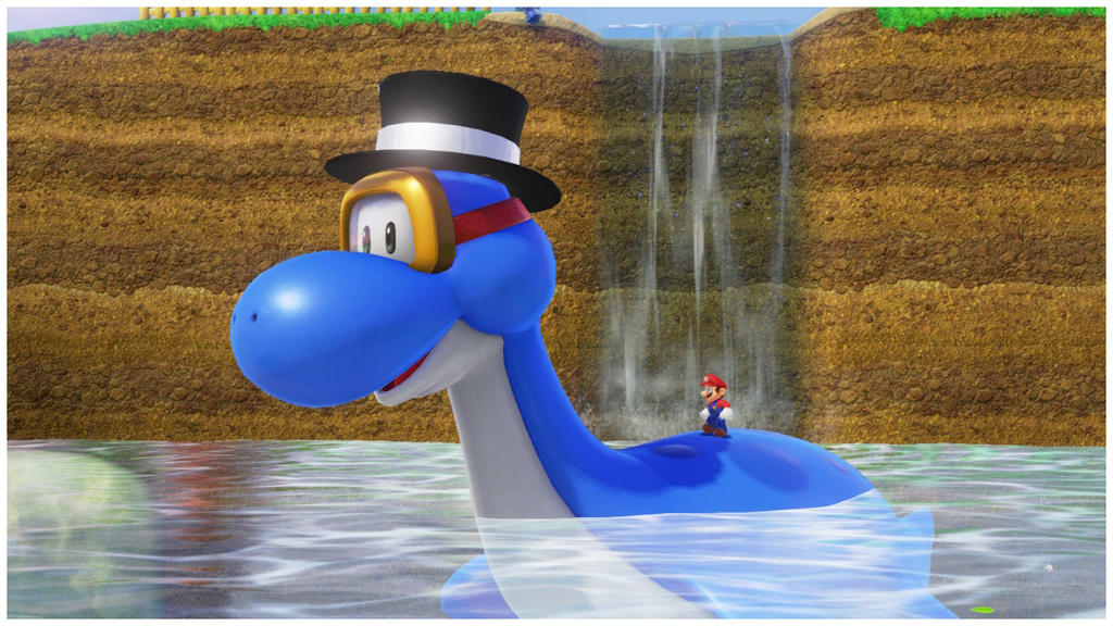 Mario riding Dorrie by Banjo2015 on DeviantArt