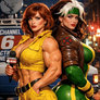 Rogue and April O' Neil Bumping butts (GIF)