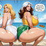 Rogue and Carol relaxing ass-to-ass on the beach