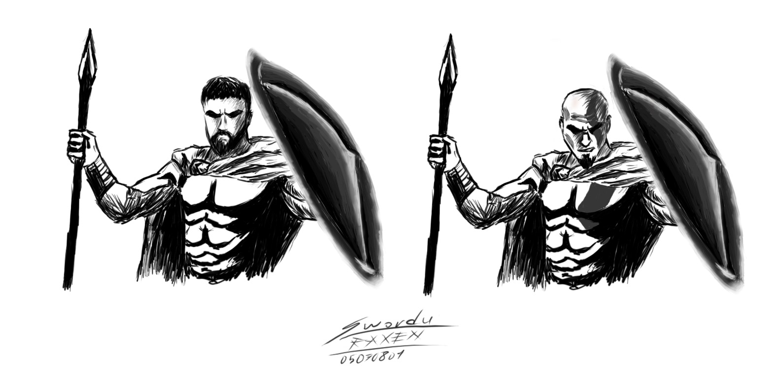 Спартанец царь Леонид эскиз