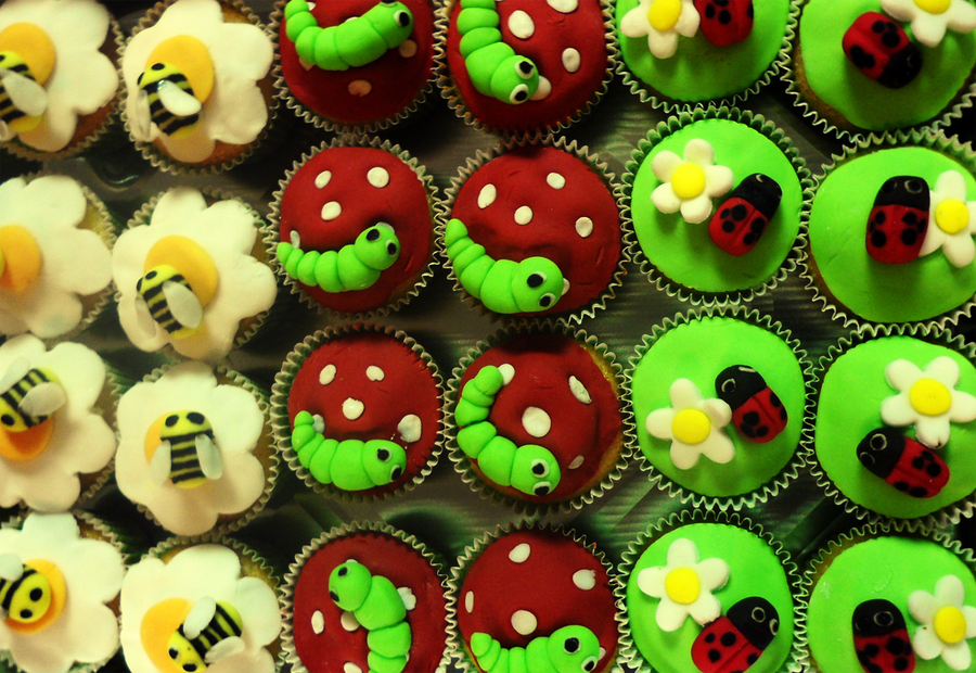 Mini Beasts themed mini cupcakes