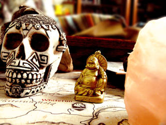 Buddha Skull Statues Oriental Shrine