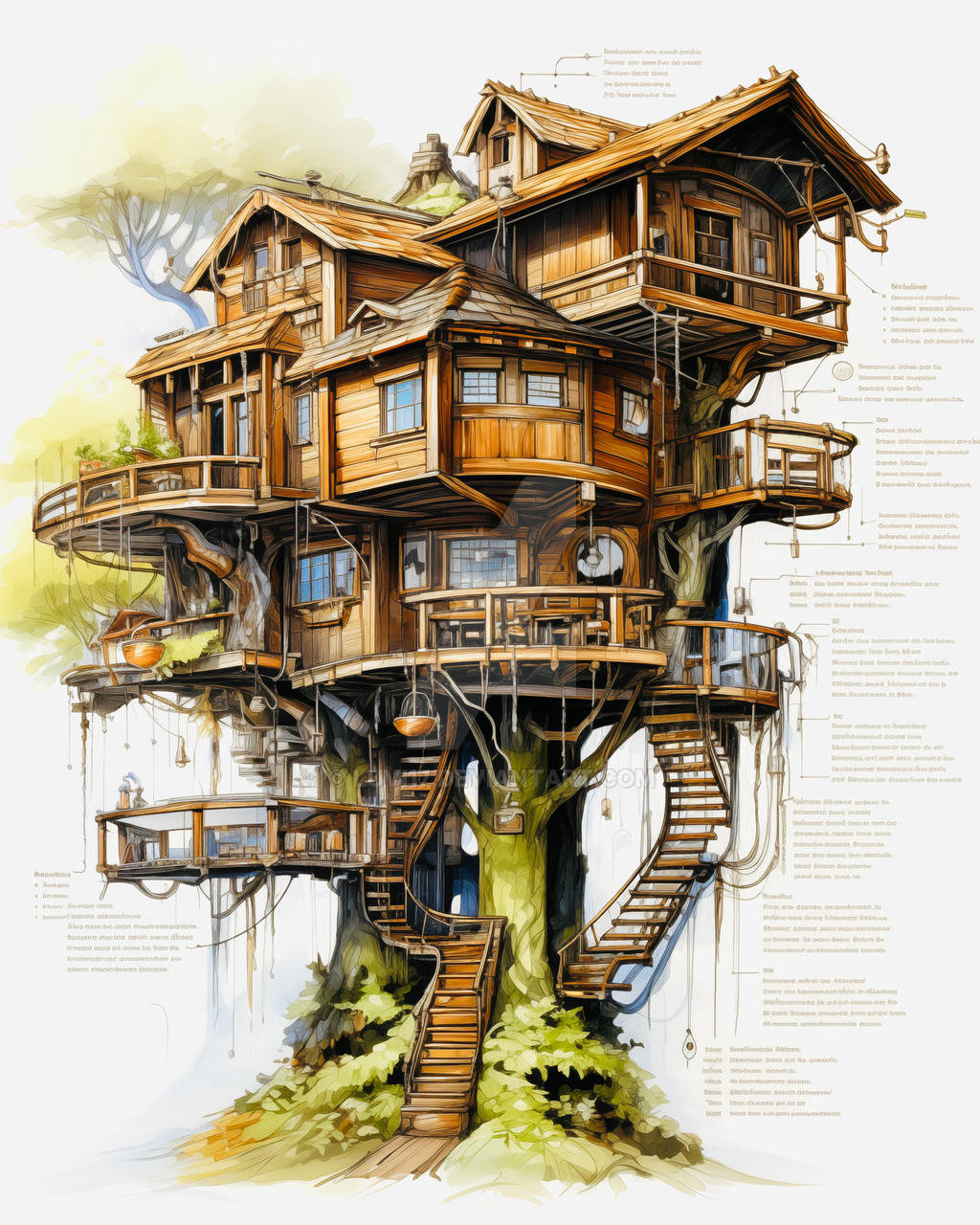Architectural Sketch Treehouse by LuVi17 on DeviantArt