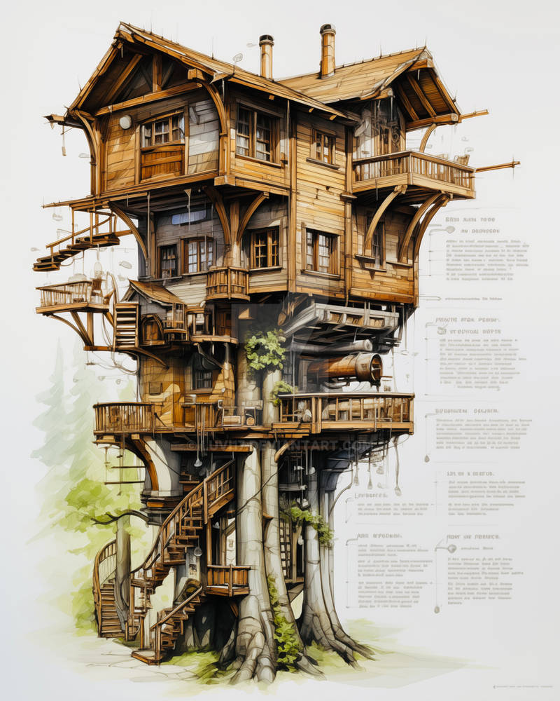 Architectural Sketch Treehouse 3 by LuVi17 on DeviantArt