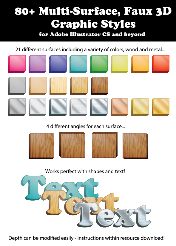 80+ Multi-Surface, Faux 3D Graphic Styles