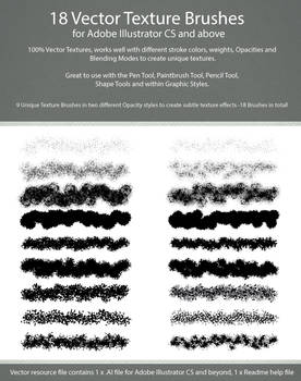 18 Vector Texture Brushes for AI CS+