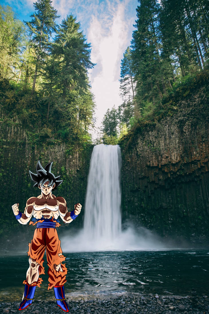 Goku Iconic Fall Goku at the waterfall by L-Dawg211 on DeviantArt