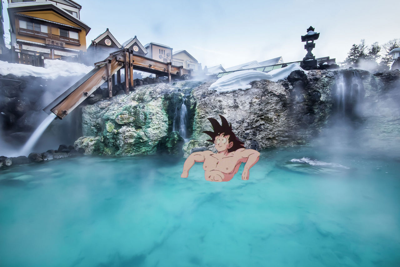 Goku in hot springs 3 by L-Dawg211 on DeviantArt