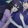 Tohka and Origami hug Shido