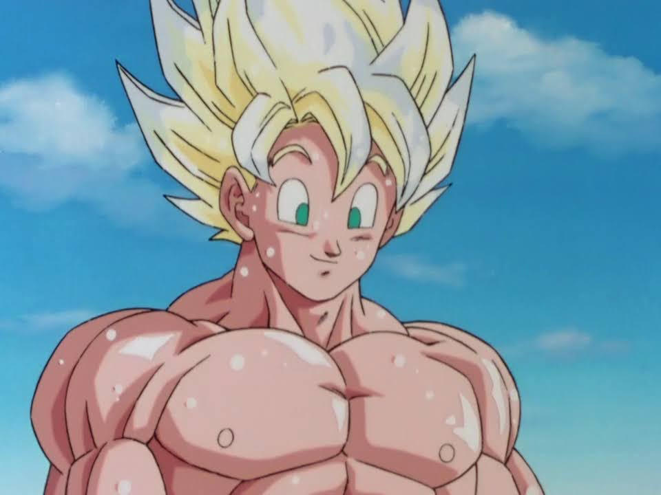 naive-heron903: The muscular Goku who was without a shirt was