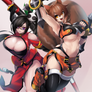 Litchi and Makoto doing cool action poses