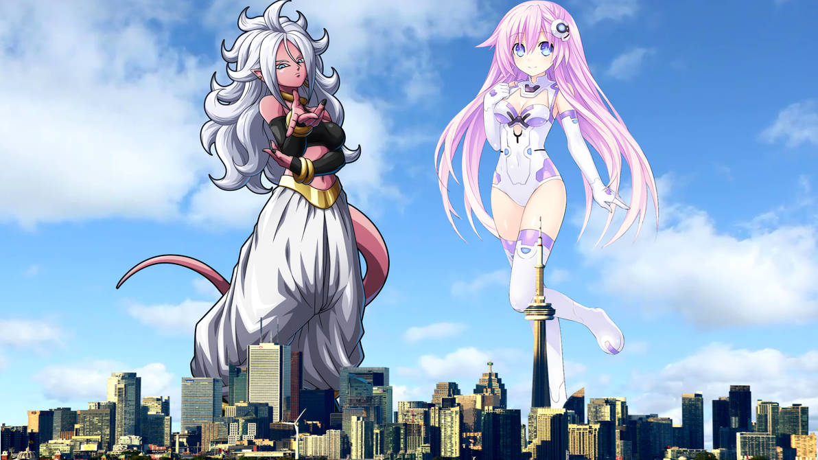 Giantess Android 21 (Good) and Purple Sister by EC1992 on DeviantArt