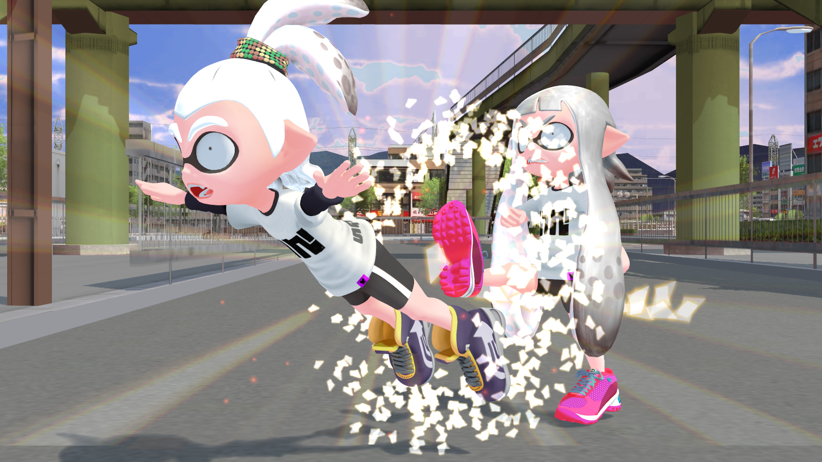 Inkling girl kicking a butt with inkling boy by Pepper-Color on DeviantArt