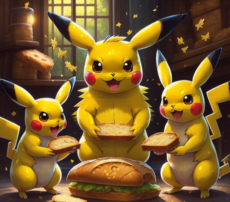 Pikachu's eating a sandwich by Burningheart97 on DeviantArt