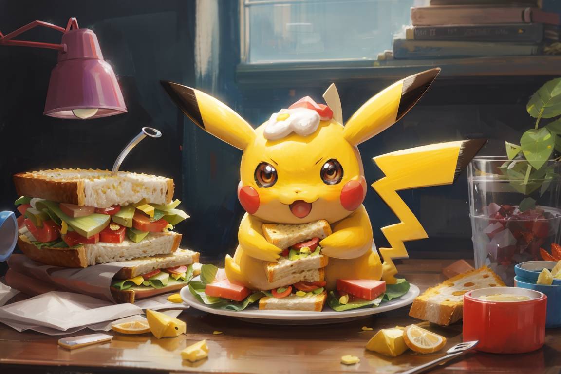 Pikachu eating a sandwich by Burningheart97 on DeviantArt